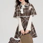 Walnut Plaid Twofer Mini Dress & Capelet Set (Brown)