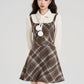 Walnut Plaid Twofer Mini Dress & Capelet Set (Brown)