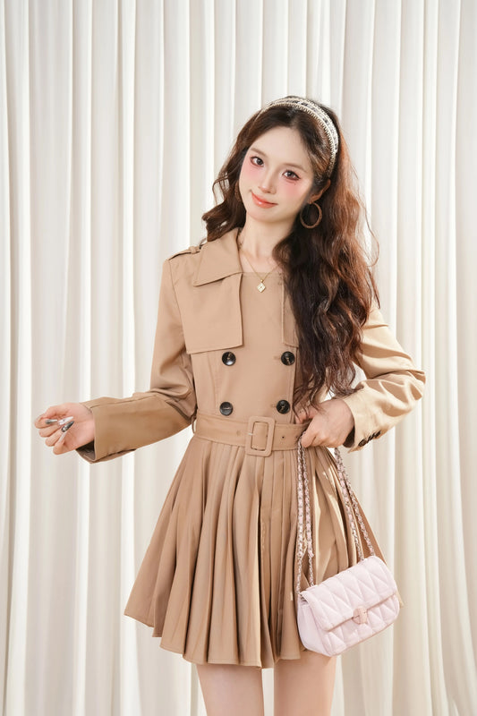 Mini Trench Dress (Khaki)