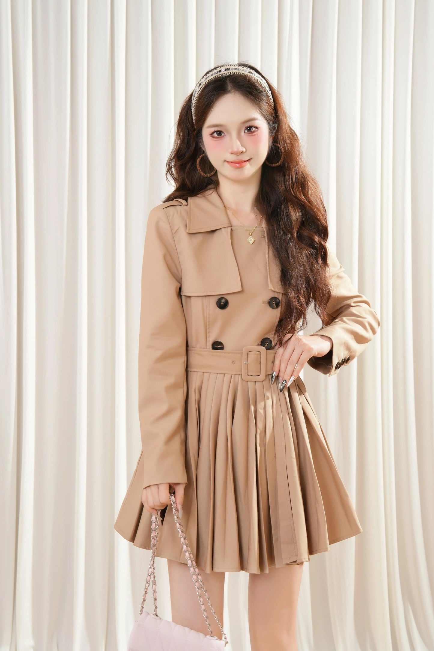 Mini Trench Dress (Khaki)