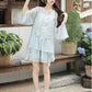 Pear Blossom Round Neck Blouse & Shorts Set (2 Colors)