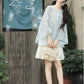 Pear Blossom Round Neck Blouse & Shorts Set (2 Colors)