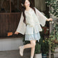 Pear Blossom Round Neck Blouse & Shorts Set (2 Colors)