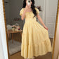 Gumdrop Gingham Puff Sleeve Midi Dress (Yellow)