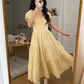 Gumdrop Gingham Puff Sleeve Midi Dress (Yellow)