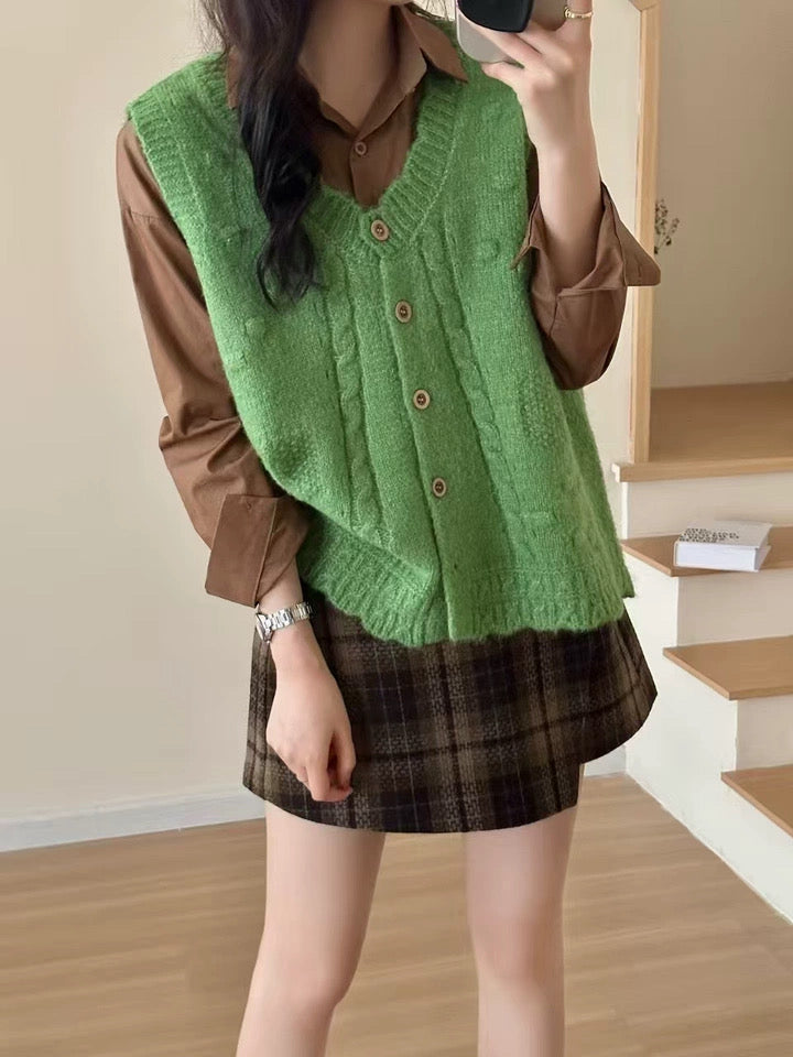 Button Front Knit Vest (5 Colors)