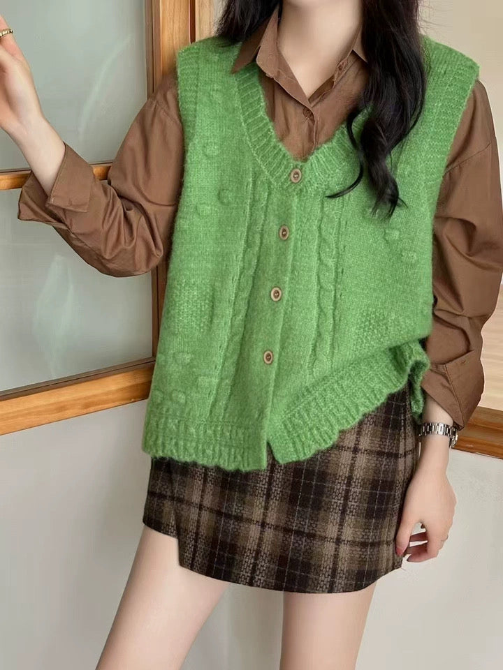 Button Front Knit Vest (5 Colors)