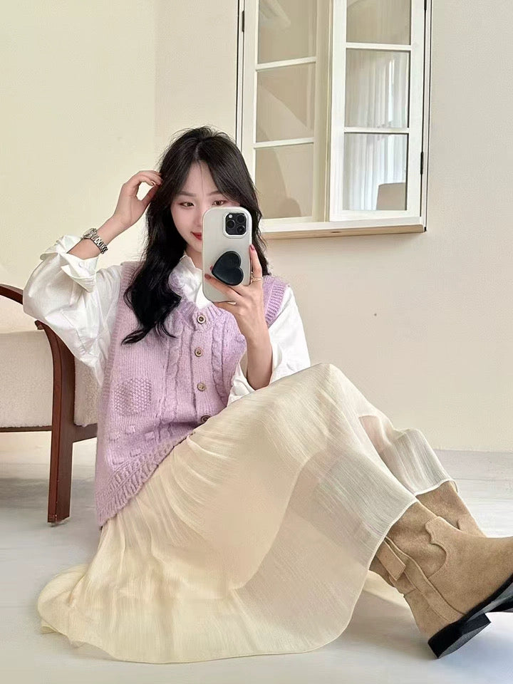 Button Front Knit Vest (5 Colors)