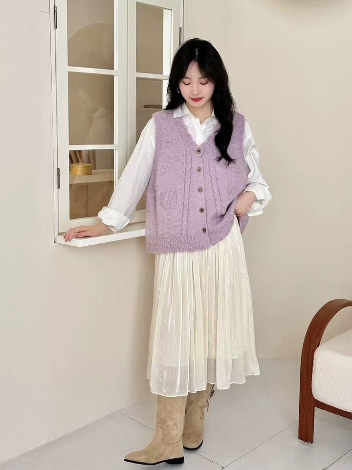 Button Front Knit Vest (5 Colors)