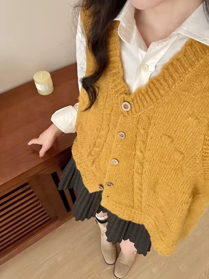 Button Front Knit Vest (5 Colors)