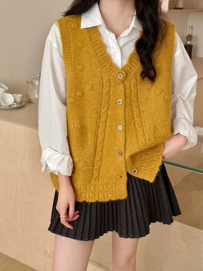 Button Front Knit Vest (5 Colors)