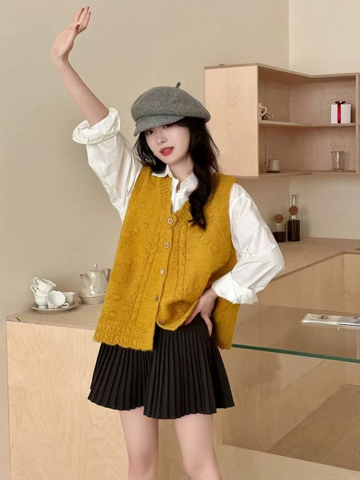 Button Front Knit Vest (5 Colors)