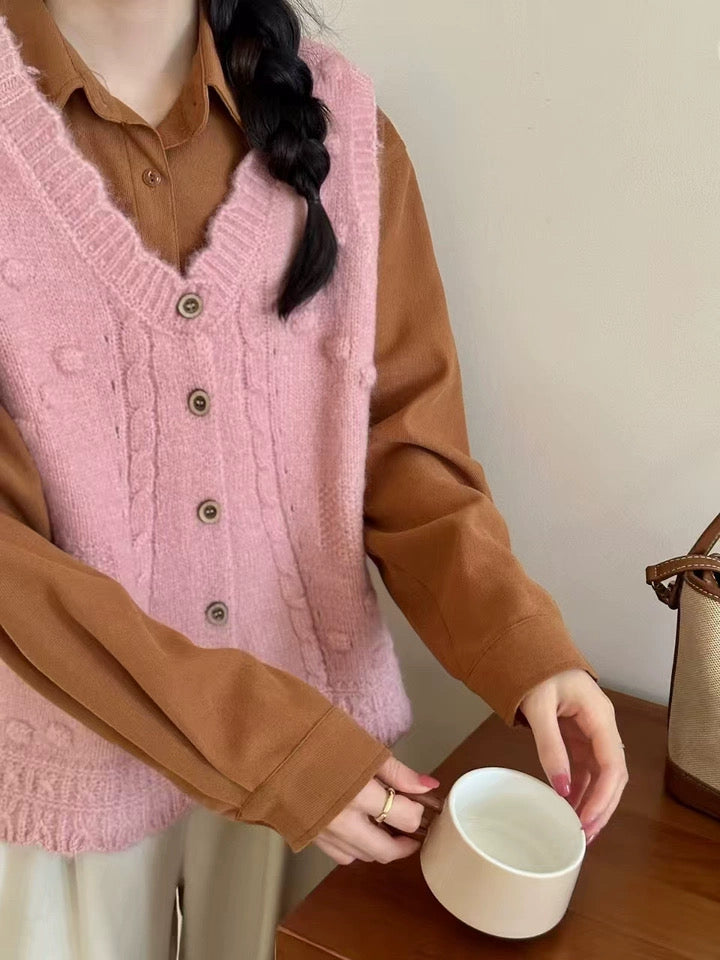 Button Front Knit Vest (5 Colors)