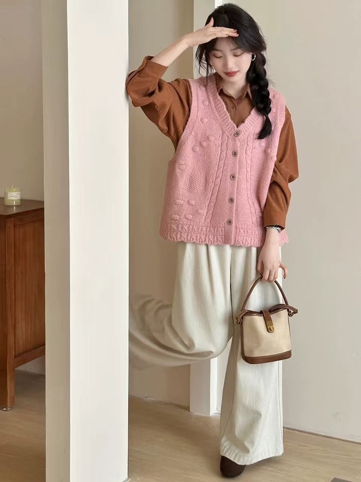 Button Front Knit Vest (5 Colors)