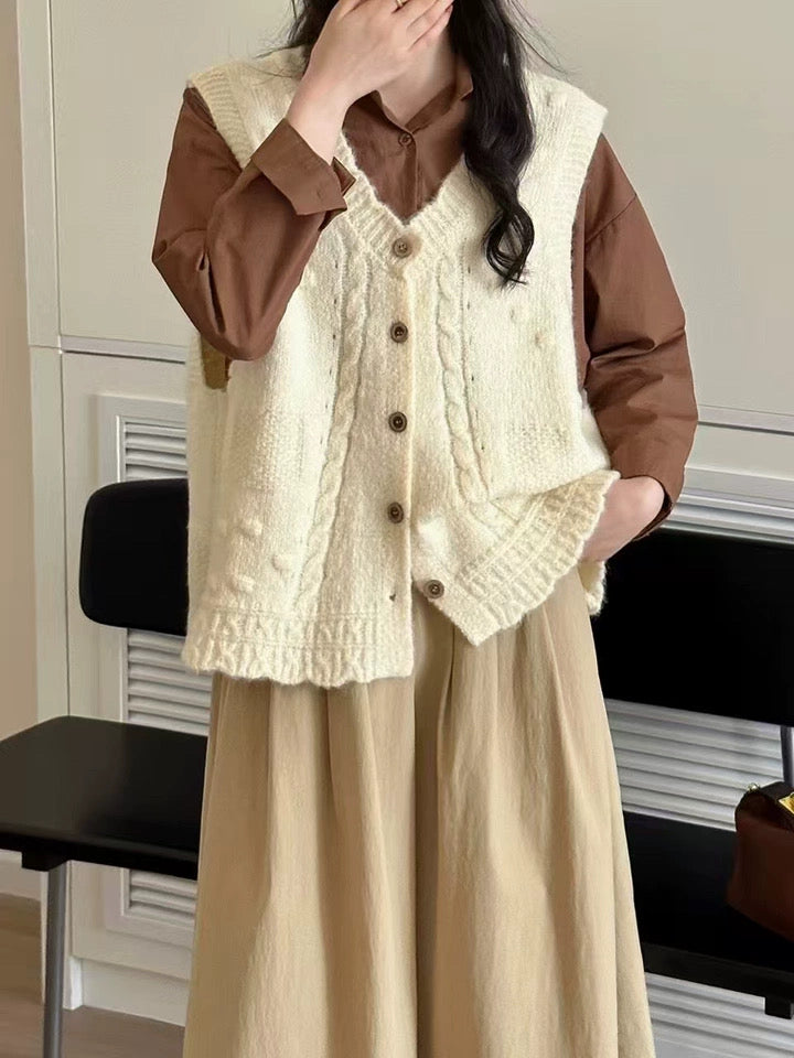 Button Front Knit Vest (5 Colors)