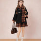 Bookshop Plaid Toggle Jacket & Skirt Set (Black)