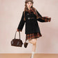 Bookshop Plaid Toggle Jacket & Skirt Set (Black)