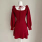Ribbed Square Neck Mini Sweater Dress (Red)