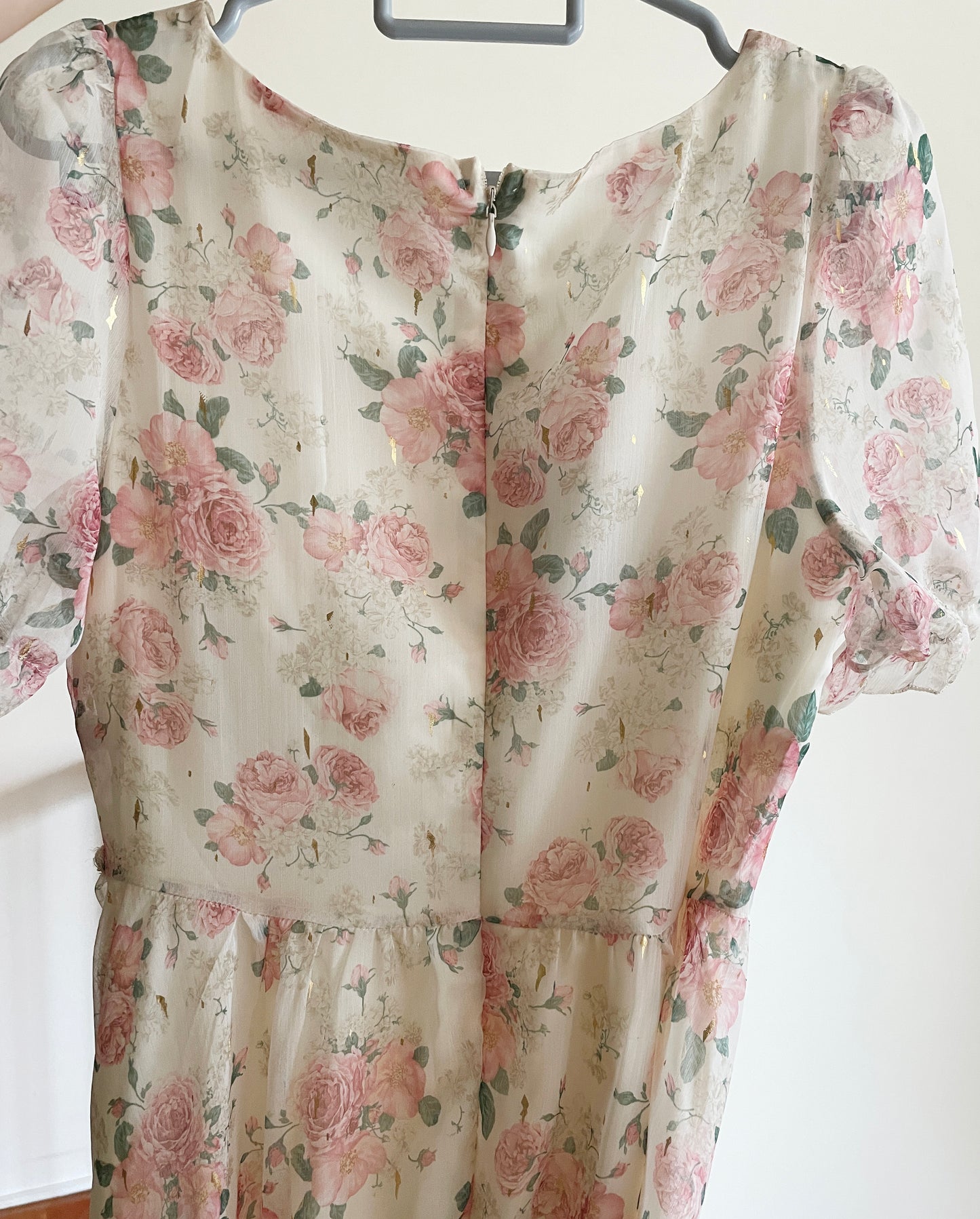 Peony Blush Midi Dress (Cream/Pink)