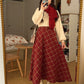 Biscuit Plaid Midi Skirt (Red)