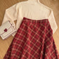 Biscuit Plaid Midi Skirt (Red)