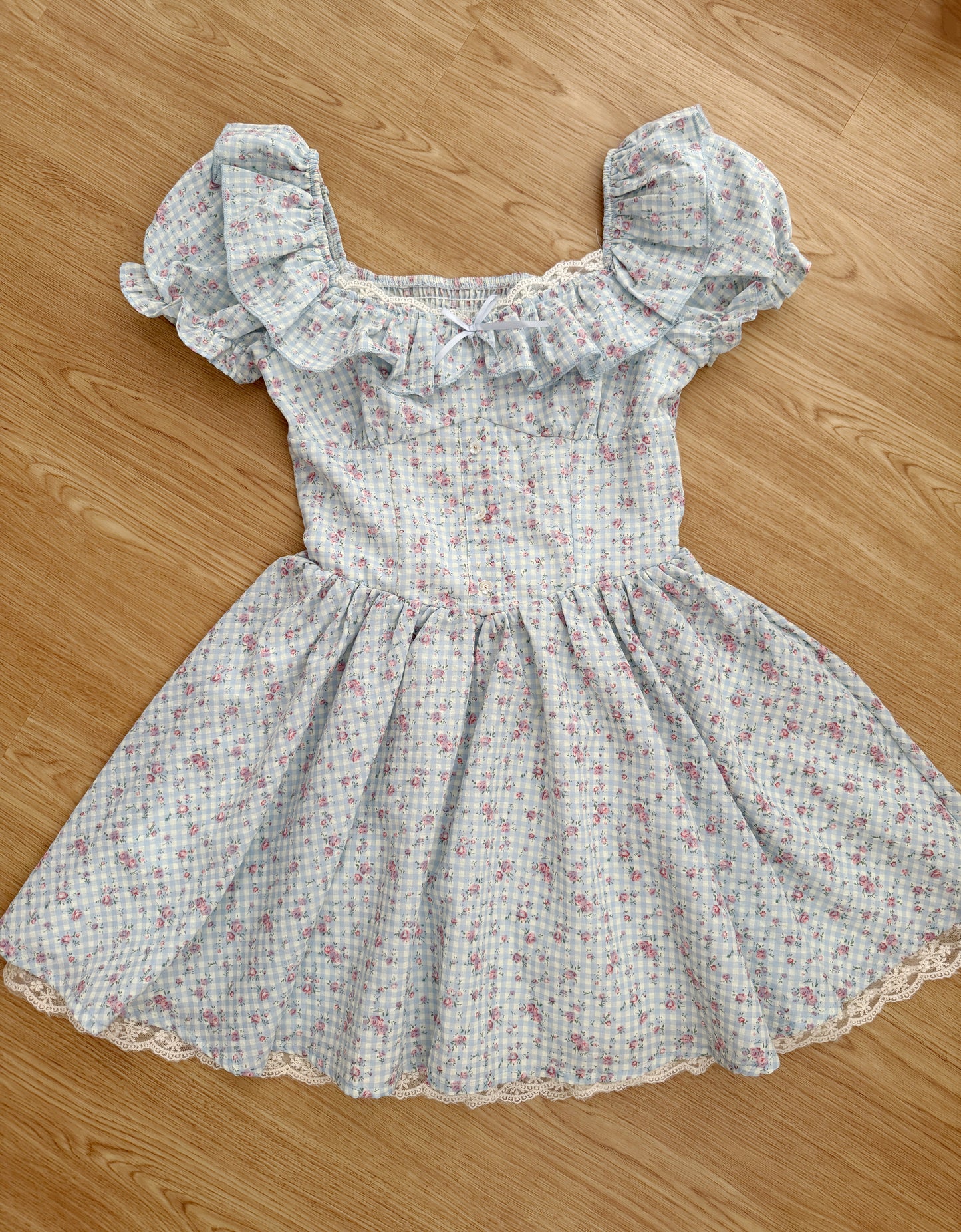 Gingham Rose Mini Dress (2 Colors)