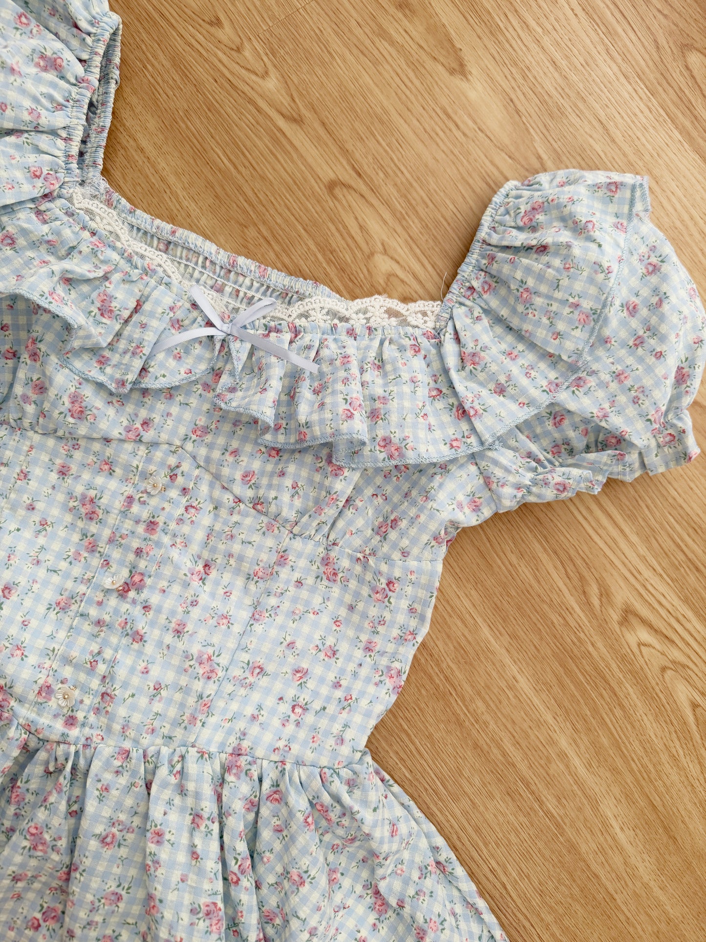 Gingham Rose Mini Dress (2 Colors)