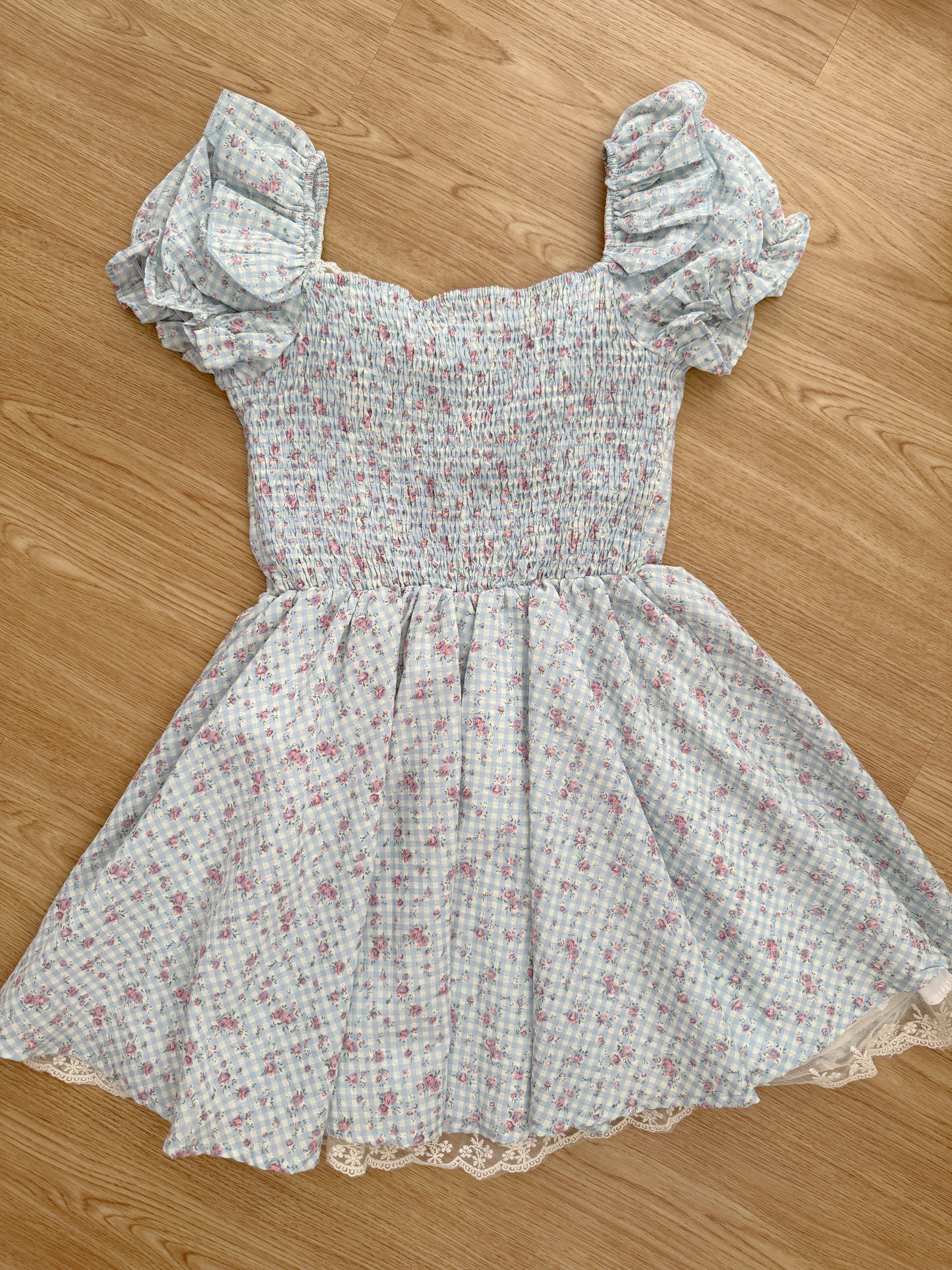 Gingham Rose Mini Dress (2 Colors)