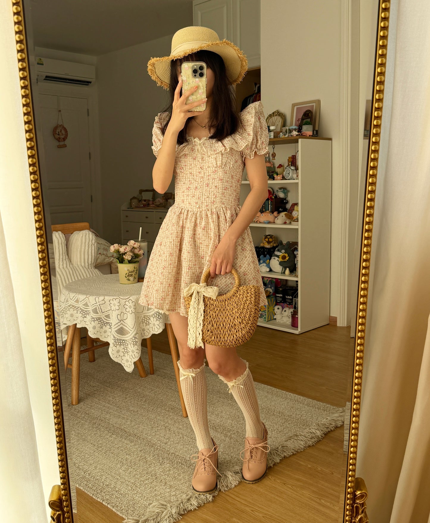 Gingham Rose Mini Dress (2 Colors)
