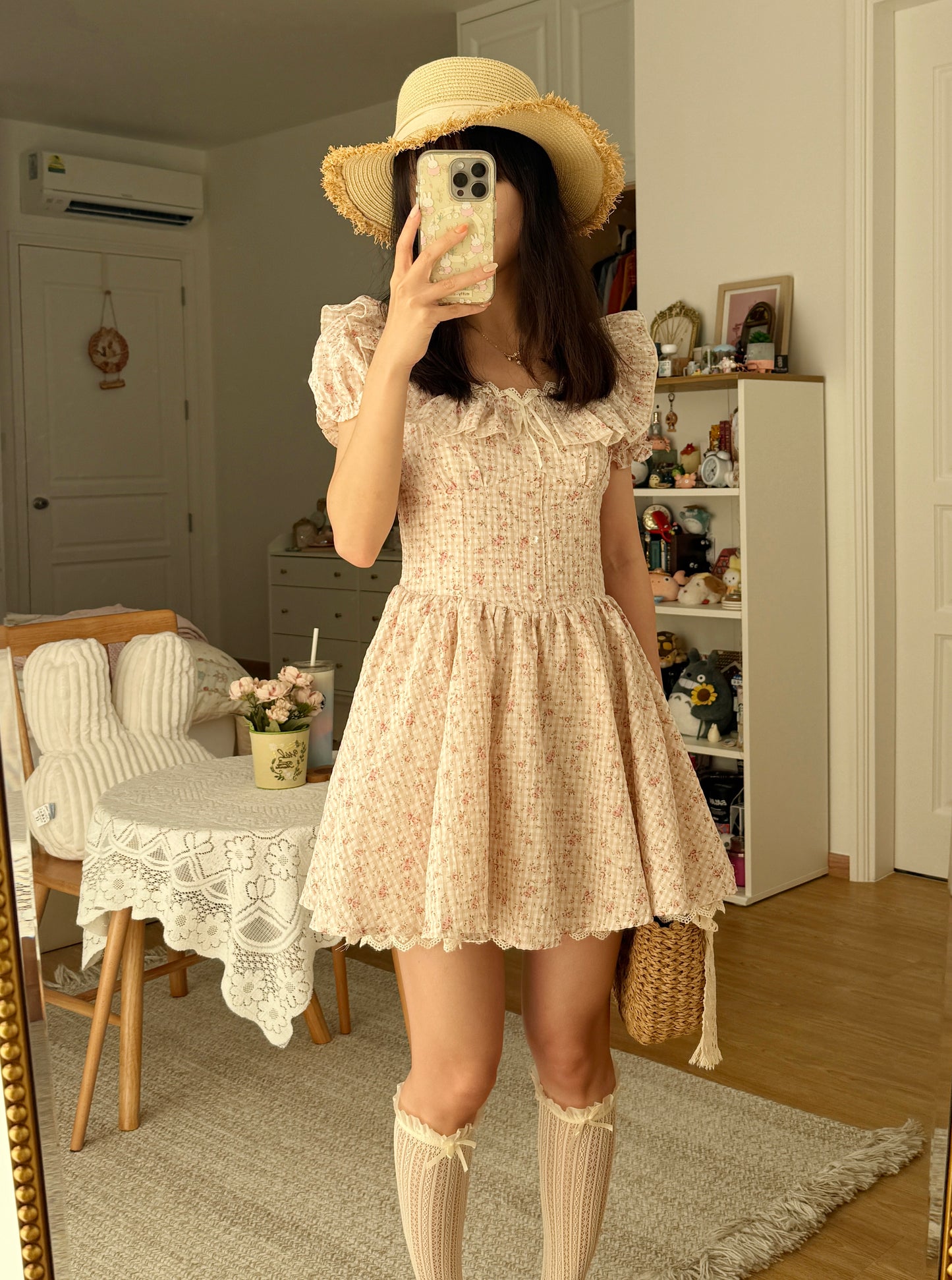 Gingham Rose Mini Dress (2 Colors)