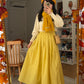 Sunshine Pleated Flare Midi Skirt (Yellow)