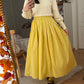 Sunshine Pleated Flare Midi Skirt (Yellow)