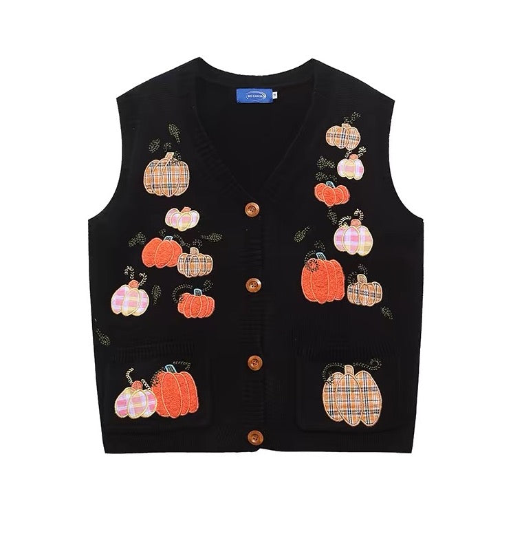 Pumpkin Patch Sweater Vest (Black)