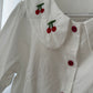 Double Cherry Cropped Blouse (White)