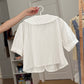 Double Cherry Cropped Blouse (White)