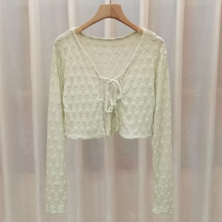 Sheer Floral Lace Double Tie Cardigan (5 Colors)