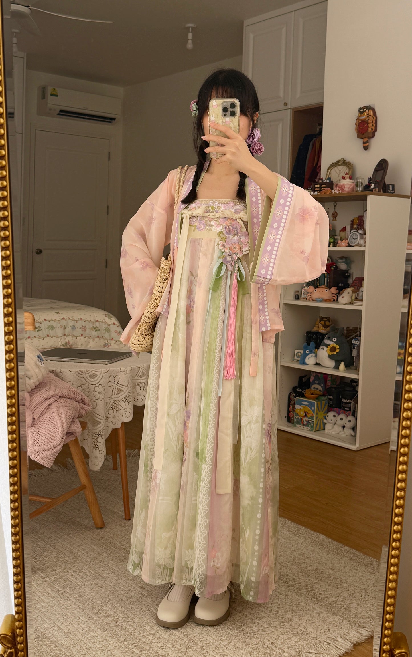 Wisteria Qixiong Ruqun Set (Green/Purple)