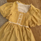 Gingham Cottage Puff Sleeve Midi Dress & Apron Set (Yellow)