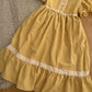 Gingham Cottage Puff Sleeve Midi Dress & Apron Set (Yellow)