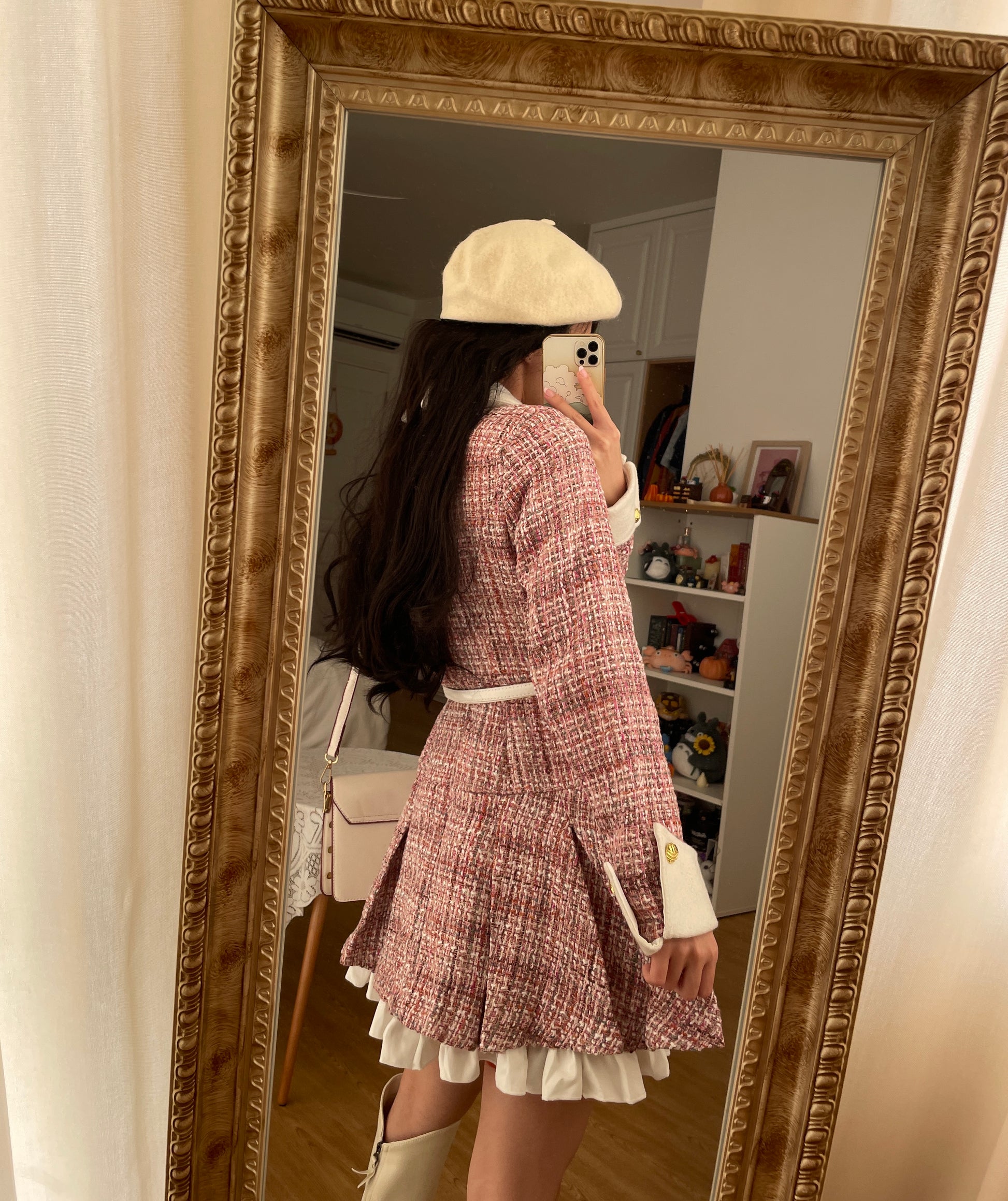 Flirty Plaid Tweed Mini Dress (Pink) Megoosta Fashion Flirty Plaid Tweed Mini Dress (Pink) Megoosta Fashion