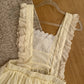 Gingham Cottage Puff Sleeve Midi Dress & Apron Set (Yellow)