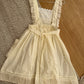 Gingham Cottage Puff Sleeve Midi Dress & Apron Set (Yellow)
