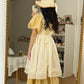 Gingham Cottage Puff Sleeve Midi Dress & Apron Set (Yellow)