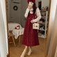 Sweet Apple Pie Plaid Pinafore Dress (Red)