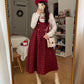 Sweet Apple Pie Plaid Pinafore Dress (Red)