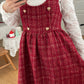 Sweet Apple Pie Plaid Pinafore Dress (Red)