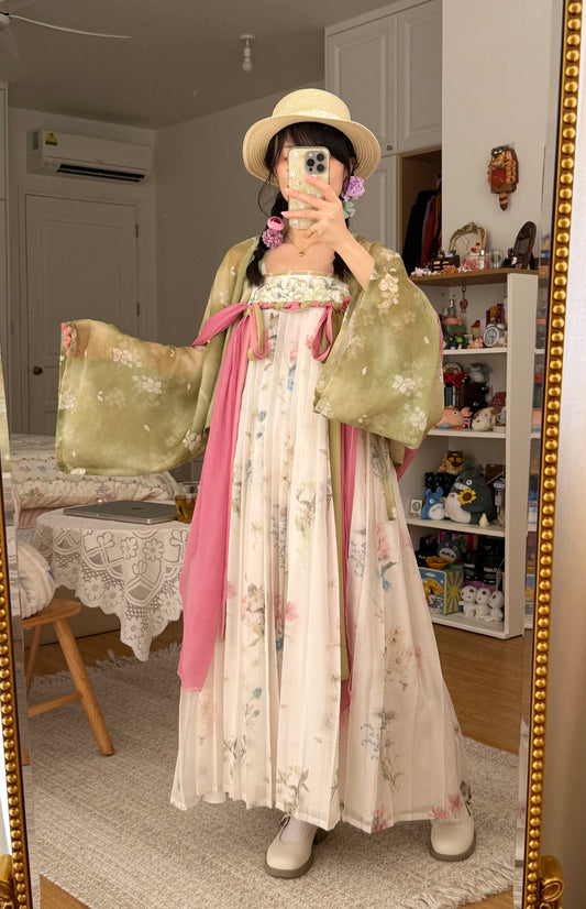 Wildflower Qixiong Famensi Dress Set (Green/White)