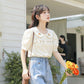 Orange Gerbera Embroidered Blouse (Cream)