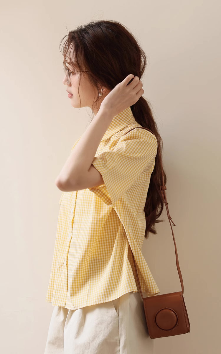 Gingham Plaid Blouse (Yellow)