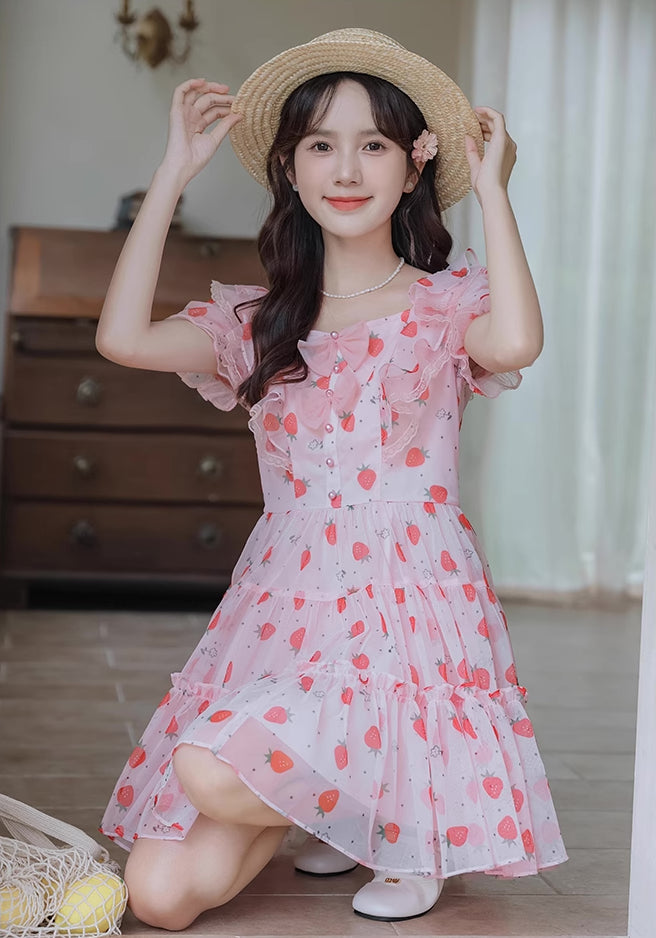 Strawberry Girl Mini Dress (Pink)